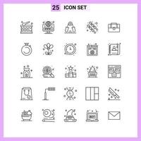 25 icônes dans le style de ligne. symboles de contour sur fond blanc. signes vectoriels créatifs pour le web mobile et l'impression. vecteur