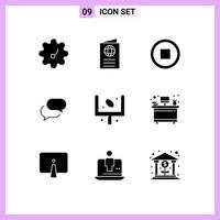 9 icônes créatives signes et symboles modernes de l'interface de champ de but éléments de conception vectoriels modifiables sms américains vecteur