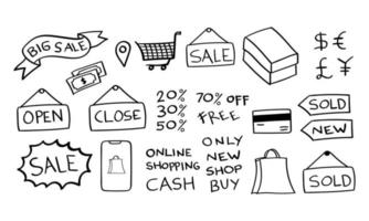 icône de shopping dessiné à la main dans doodle vecteur