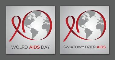 journée mondiale du sida. anglais et polonais. conception de vecteur. vecteur