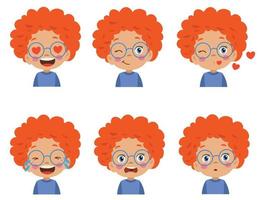 ensemble d'émoticônes emoji d'expression de visage d'enfant mignon vecteur