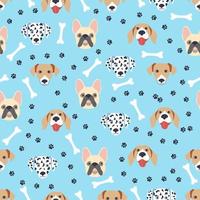 modèles sans couture avec des muselières de chiens de dessin animé mignon. dalmatien, terrier, bouledogue vecteur