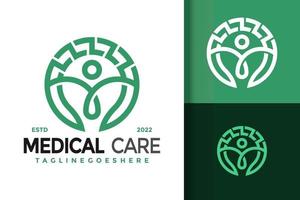 conception de logo de soins médicaux, vecteur de logos d'identité de marque, logo moderne, modèle d'illustration vectorielle de conceptions de logo