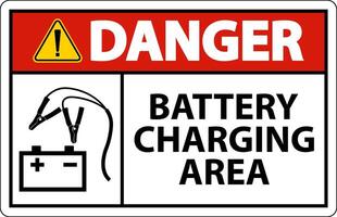 Zone de charge de la batterie de danger signe sur fond blanc vecteur