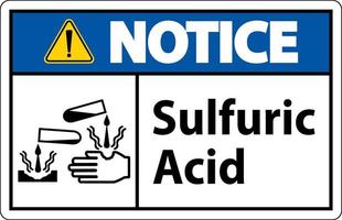 Remarquez l'acide sulfurique signe sur fond blanc vecteur