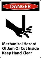 danger risque mécanique de coincement ou de coupure à l'intérieur garder la main à l'écart vecteur