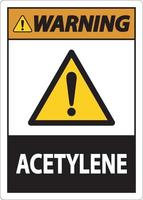 Panneau d'avertissement d'acétylène sur fond blanc vecteur