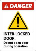 panneau de sécurité danger interverrouillage les portes ne s'ouvrent pas pendant le fonctionnement. vecteur