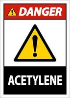 Danger acétylène signe sur fond blanc vecteur