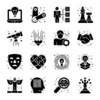 ensemble d'icônes de glyphe d'activités quotidiennes vecteur