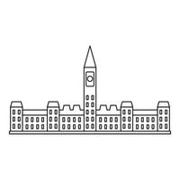 bâtiment du parlement à ottawa icône, style de contour vecteur