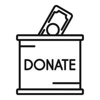 Faire un don vecteur de contour d'icône de boîte d'argent. aide caritative