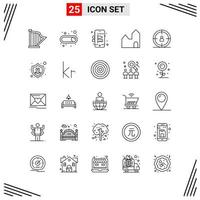 Style de ligne de 25 icônes. symboles de contour créatifs basés sur une grille pour la conception de sites Web. signes d'icône de ligne simple isolés sur fond blanc. 25 jeu d'icônes. vecteur