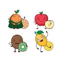 collection de fruits sains de dessin animé vecteur