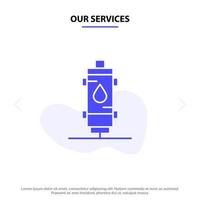 nos services chauffe eau chaleur gaz chaud geyser icône de glyphe solide modèle de carte web vecteur