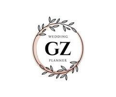 gz initiales lettre mariage monogramme logos collection, modèles minimalistes et floraux modernes dessinés à la main pour cartes d'invitation, réservez la date, identité élégante pour restaurant, boutique, café en image vectorielle vecteur