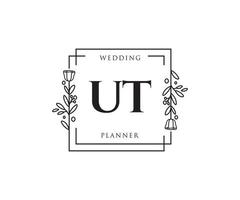 initial ut logo féminin. utilisable pour les logos nature, salon, spa, cosmétique et beauté. élément de modèle de conception de logo vectoriel plat.