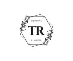 logo féminin tr initial. utilisable pour les logos nature, salon, spa, cosmétique et beauté. élément de modèle de conception de logo vectoriel plat.