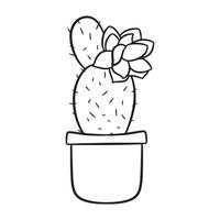 cactus fleuri dessiné à la main en pot vecteur