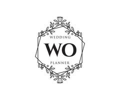 collection de logos de monogramme de mariage lettre initiales wo, modèles minimalistes et floraux modernes dessinés à la main pour cartes d'invitation, réservez la date, identité élégante pour restaurant, boutique, café en image vectorielle vecteur