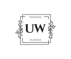 initiale uw logo féminin. utilisable pour les logos nature, salon, spa, cosmétique et beauté. élément de modèle de conception de logo vectoriel plat.