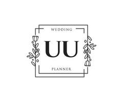 initiale uu logo féminin. utilisable pour les logos nature, salon, spa, cosmétique et beauté. élément de modèle de conception de logo vectoriel plat.