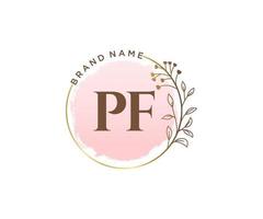 initiale pf logo féminin. utilisable pour les logos nature, salon, spa, cosmétique et beauté. élément de modèle de conception de logo vectoriel plat.