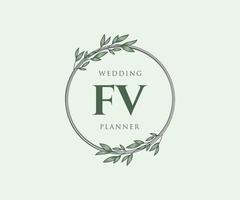 fv initiales lettre mariage monogramme logos collection, modèles minimalistes et floraux modernes dessinés à la main pour cartes d'invitation, réservez la date, identité élégante pour restaurant, boutique, café en image vectorielle vecteur