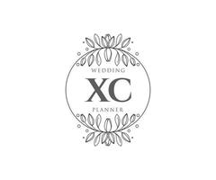 xc initiales lettre mariage monogramme logos collection, modèles minimalistes et floraux modernes dessinés à la main pour cartes d'invitation, réservez la date, identité élégante pour restaurant, boutique, café en image vectorielle vecteur