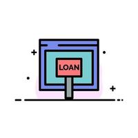 crédit internet prêt argent en ligne entreprise ligne plate remplie icône vecteur modèle de bannière