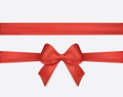 ruban rouge et archet isolés. décoration vectorielle pour cartes-cadeaux, pour coffrets cadeaux ou illustrations de noël vecteur
