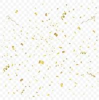 confettis dorés isolés. fond festif. vecteur