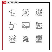 9 icônes créatives signes et symboles modernes de l'indicateur d'écran recherche éléments de conception vectorielle modifiables avatar humain vecteur