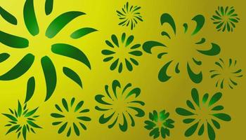 une conception de fond jaune dégradé avec un motif floral vert dégradé adapté aux conceptions d'affiches, invitations, cartes de vœux et autres vecteur