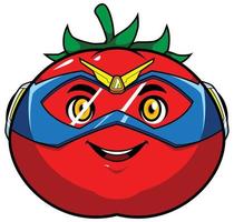 mascotte de super-héros de tomate vecteur