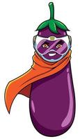 mascotte de super-héros aubergine vecteur