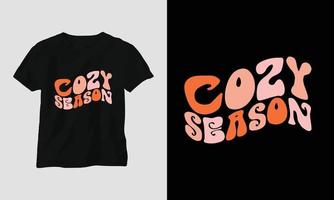 saison confortable - conception de t-shirt et de vêtements groovy rétro de noël. vecteur