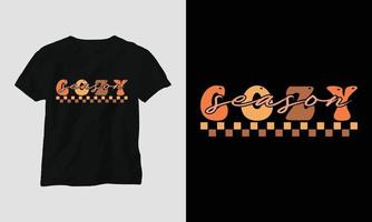 saison confortable - conception de t-shirt et de vêtements groovy rétro de noël. vecteur