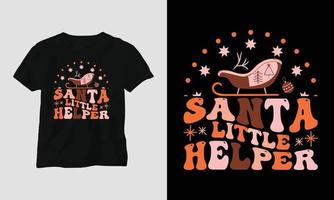 santa little helper - conception de t-shirt et de vêtements groovy rétro de noël. vecteur