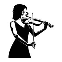 modèle de conception de silhouette de violoniste. femme jouer du violon icône, signe et symbole. vecteur