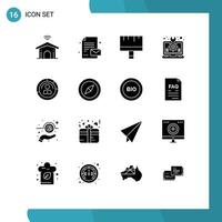 16 concept de glyphe solide pour les sites Web mobiles et les applications comporte des éléments de conception vectoriels modifiables de conception de brosse pour ordinateur portable vecteur