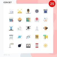 interface mobile couleur plate ensemble de 25 pictogrammes d'option dessert internet réglage internet éléments de conception vectoriels modifiables vecteur