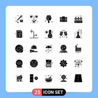 25 pack de glyphes solides d'interface utilisateur de signes et symboles modernes de portefeuille de plantes vertes costume marketing éléments de conception vectoriels modifiables vecteur