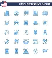 25 usa blue pack de signes et symboles de la fête de l'indépendance du drapeau de sécurité drapeau pays américain modifiable usa day vector design elements