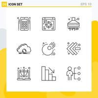 pack d'icônes vectorielles stock de 9 signes et symboles de ligne pour les éléments de conception vectoriels modifiables de synchronisation de capot d'astéroïde météore vecteur