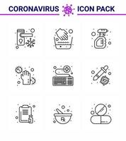 nouveau coronavirus 2019ncov pack d'icônes de 9 lignes infecter la maladie nettoyage virus sale coronavirus viral 2019nov éléments de conception de vecteur de maladie