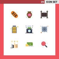 interface mobile ensemble de 9 pictogrammes d'éléments de conception vectoriels modifiables d'énergie de caméra de sécurité régulière d'ordinateur vecteur