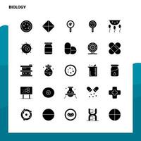 25 icônes de biologie définies modèle d'illustration vectorielle d'icône de glyphe solide pour des idées web et mobiles pour une entreprise commerciale vecteur