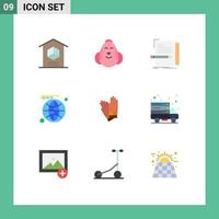 ensemble de 9 symboles d'icônes d'interface utilisateur modernes signes pour les médias sociaux fichier de script bébé éléments de conception vectoriels modifiables vecteur