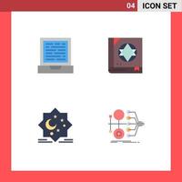 groupe de 4 icônes plates signes et symboles pour ordinateur portable star book effrayant nouveaux éléments de conception vectoriels modifiables vecteur